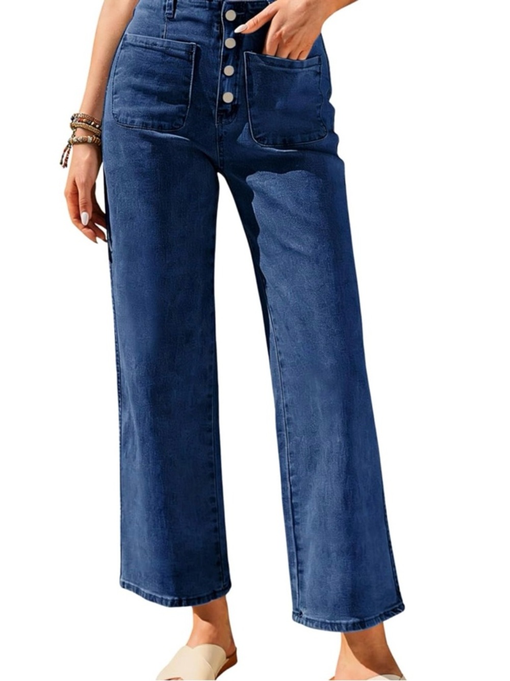 High Waist Wide Leg Ankle Cropped Jeans | Size 12 | EUC - Picture 3 of 9